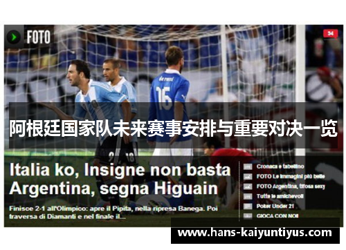 阿根廷国家队未来赛事安排与重要对决一览